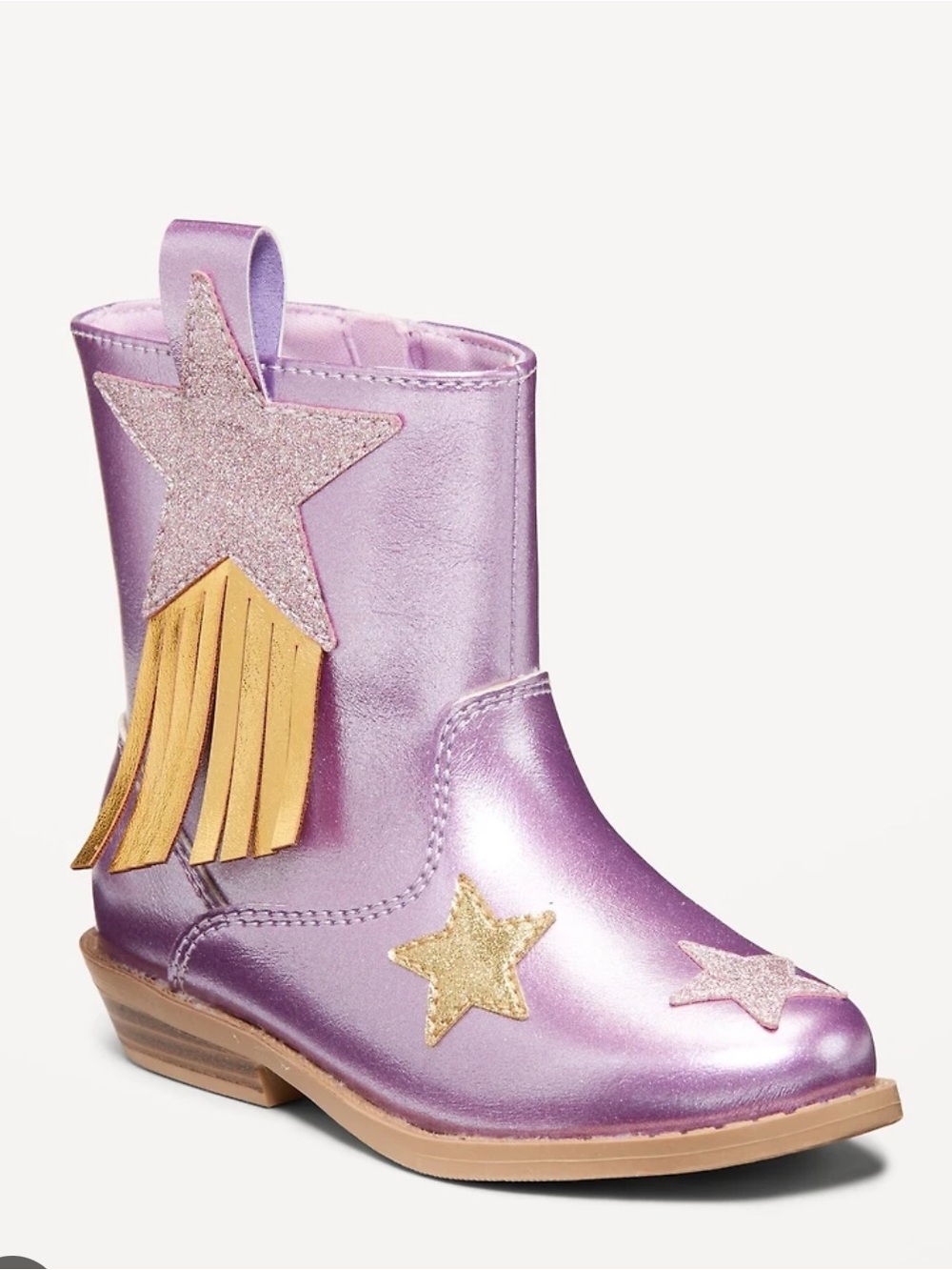 Old Navy Metallic Lavender Star Fringe Kids Boots